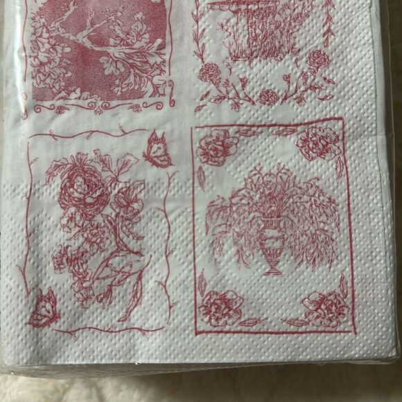 Punch Studio 32 x 2pk Guest Paper Towel Napkins White Pink English Toile Print - Picture 11 of 11